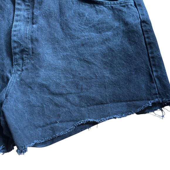 Wrangler Cut Reworked DIY Off Black Denim Jean Shorts Raw Hem Size 38 Festival - Picture 4 of 12